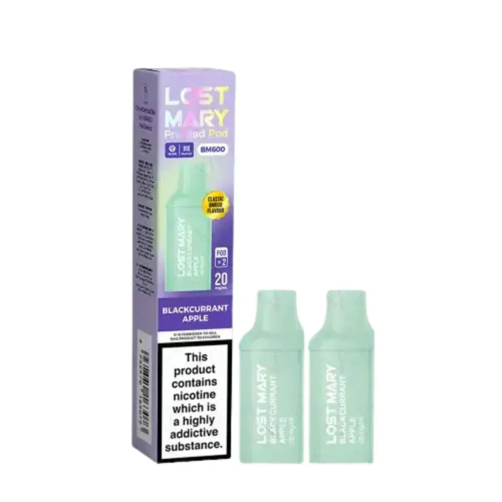 Lost Mary BM600 Prefilled Pods box of 10 in Black Currant Apple Flavour at UK Vaper Wholesale
