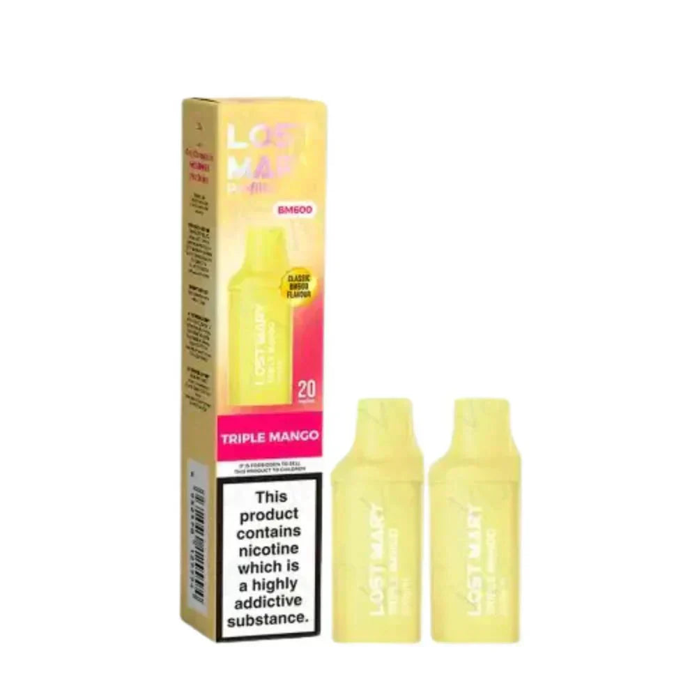 Lost Mary BM600 Prefilled Pods box of 10 in Triple Mango Flavour at UK Vaper Wholesale